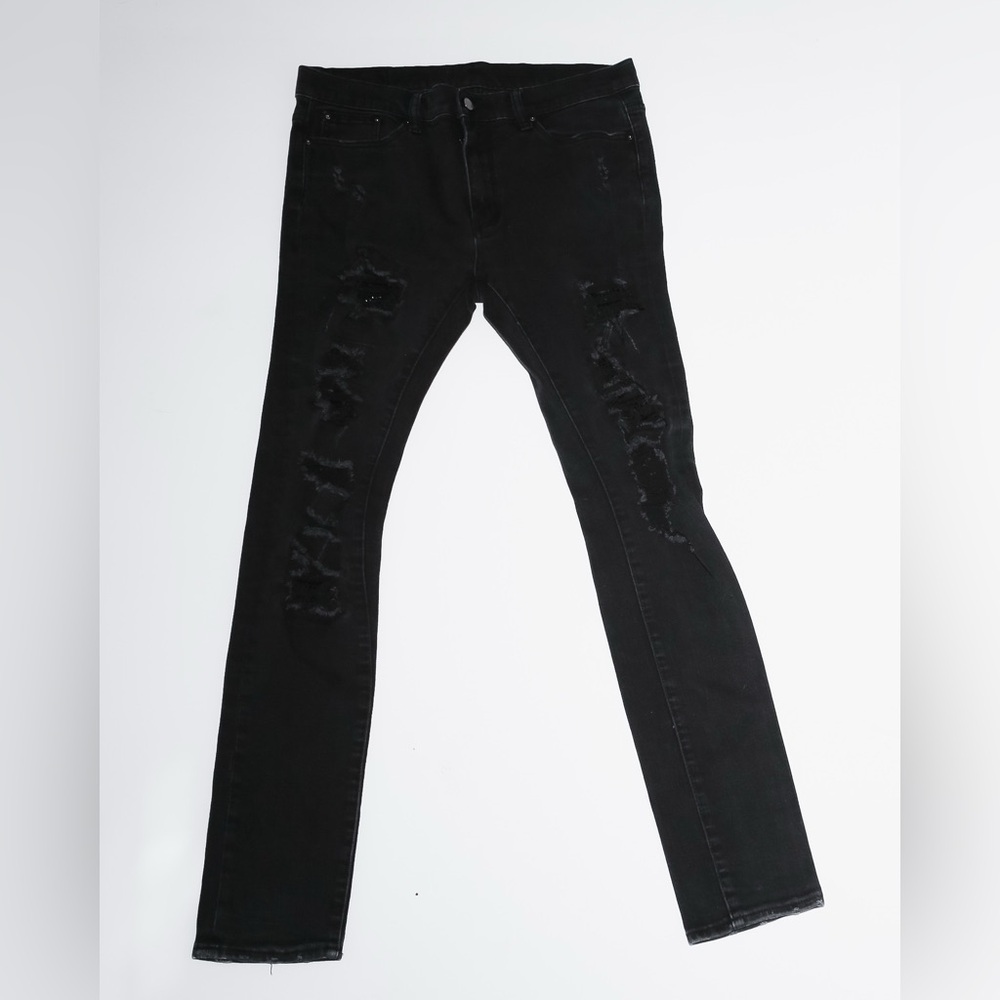 MNML Jeans Holey Black with Rhinestones size 34